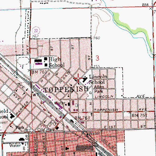 Topographic Map of Lincoln Elementary School, WA