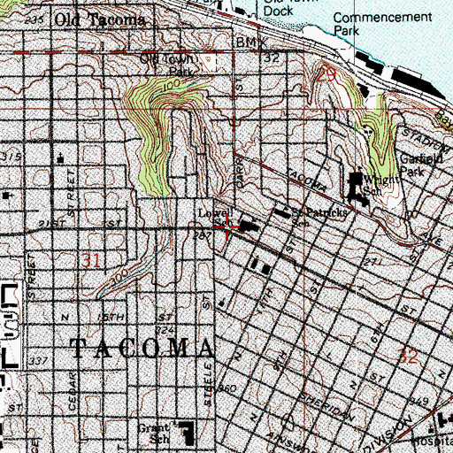Topographic Map of Lowell Elementary School, WA