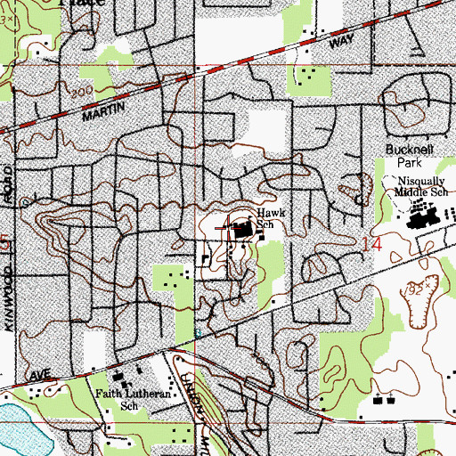 Topographic Map of Lydia Hawk Elementary School, WA