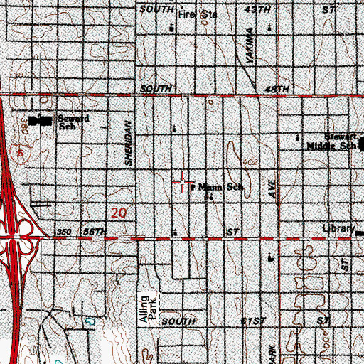 Topographic Map of Mann Elementary School, WA
