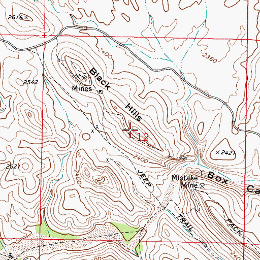 Topographic Map of Black Hills, AZ