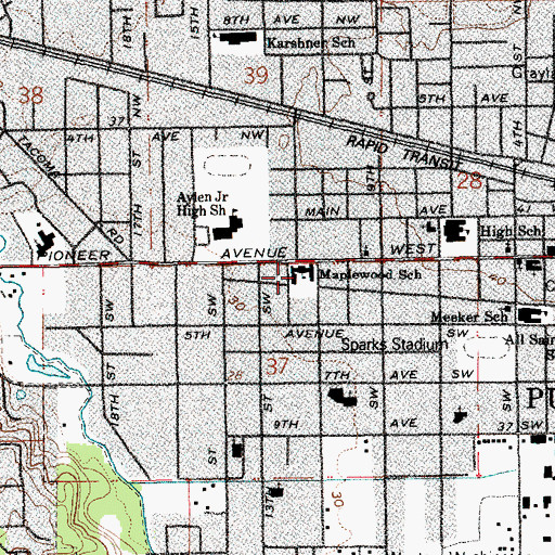 Topographic Map of Maplewood Elementary School, WA