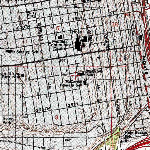 Topographic Map of McCarver Elementary School, WA