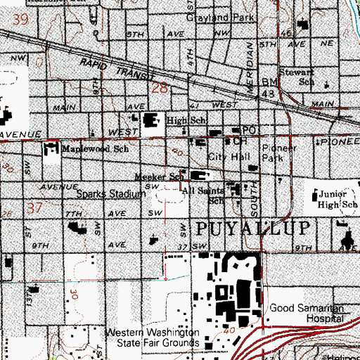 Topographic Map of Meeker Elementary School, WA