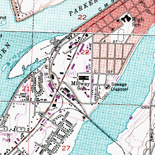Topographic Map of Midway Elementary School, WA