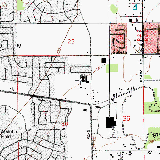 Topographic Map of Mill Plain Elementary School, WA
