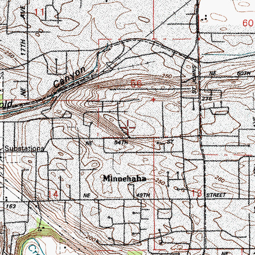 Topographic Map of Minnehaha Elementary School, WA