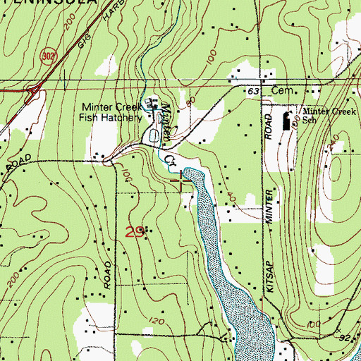 Topographic Map of Minter Creek, WA