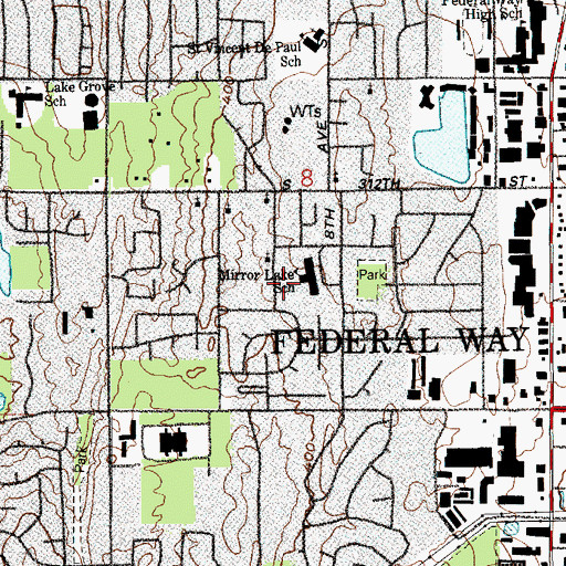 Topographic Map of Mirror Lake Elementary School, WA