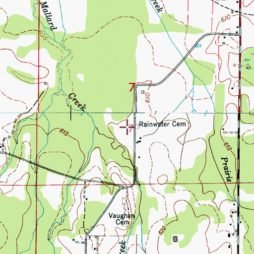 Topographic Map of Rainwater Cemetery, AL
