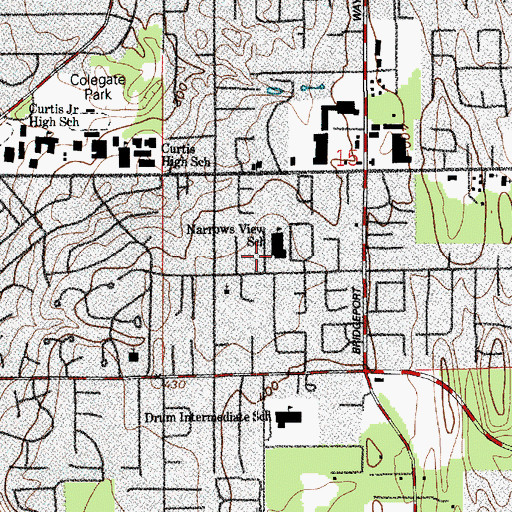 Topographic Map of Narrows View Intermediate School, WA