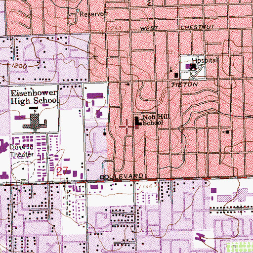 Topographic Map of Nob Hill Elementary School, WA