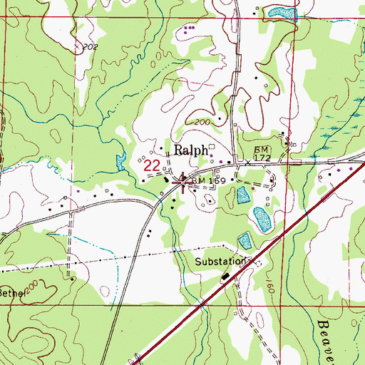 Topographic Map of Ralph, AL