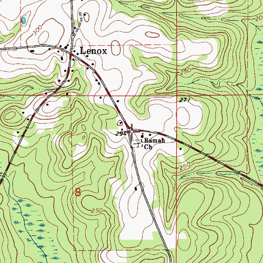 Topographic Map of Ramah Church, AL