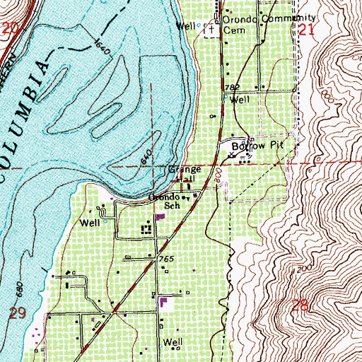 Topographic Map of Orondo Elementary School, WA