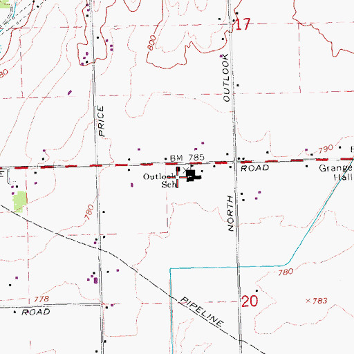 Topographic Map of Outlook Elementary School, WA