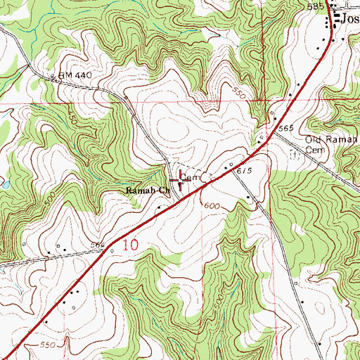 Topographic Map of Ramah Primitive Baptist Church, AL