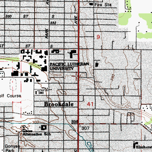 Topographic Map of Parkland Lutheran Church School, WA