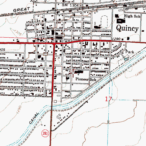 Topographic Map of Pioneer Elementary School, WA