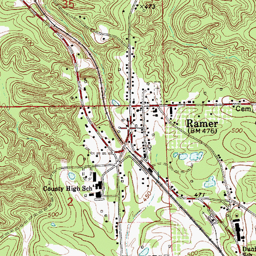 Topographic Map of Ramer, AL