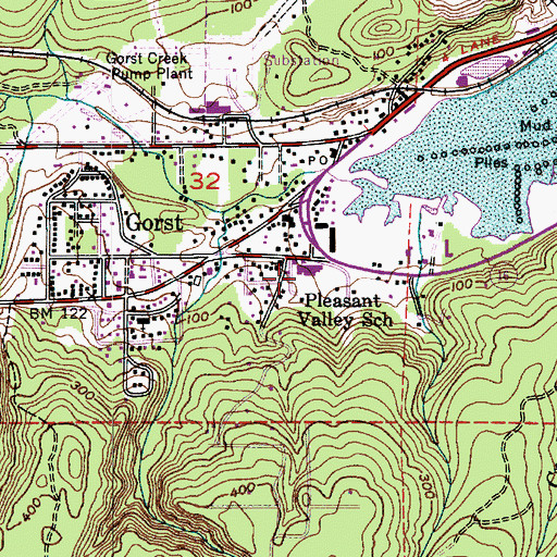 Topographic Map of Pleasant Valley School, WA