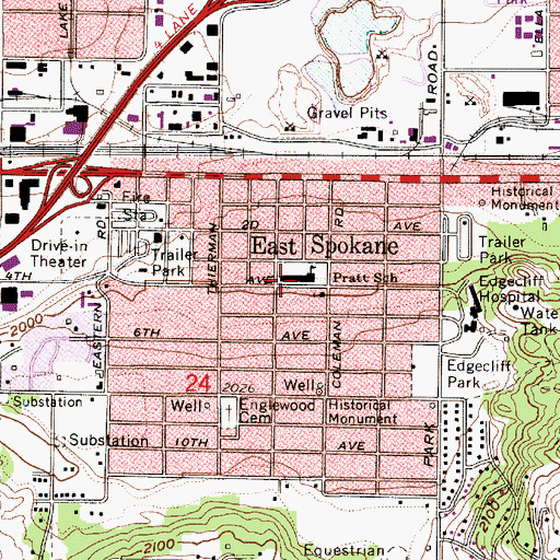 Topographic Map of Pratt Elementary School, WA