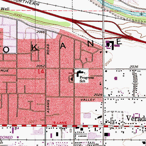 Topographic Map of Progress Elementary School, WA