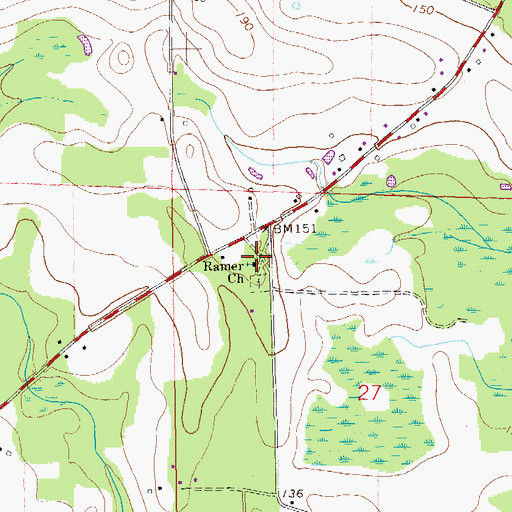 Topographic Map of Ramer Church, AL