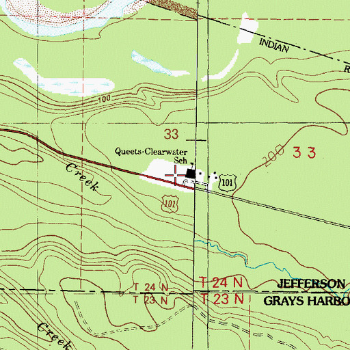 Topographic Map of Queets - Clearwater Elementary School, WA