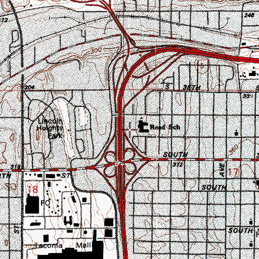 Topographic Map of Reed Elementary School, WA
