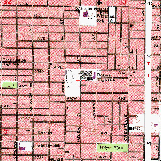 Topographic Map of Rogers High School, WA