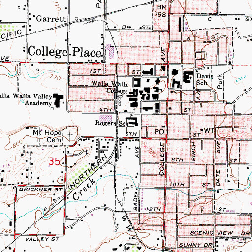 Topographic Map of Clara E Rogers Elementary School, WA