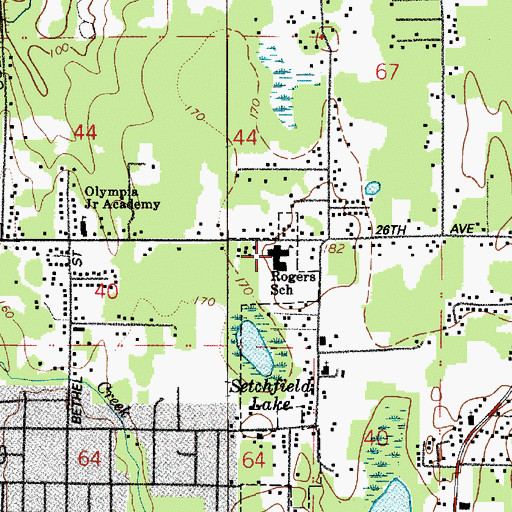 Topographic Map of Rogers Elementary School, WA