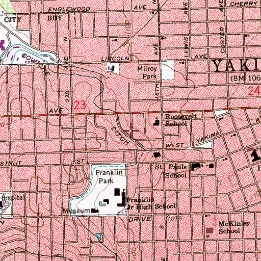 Topographic Map of Roosevelt Elementary School, WA