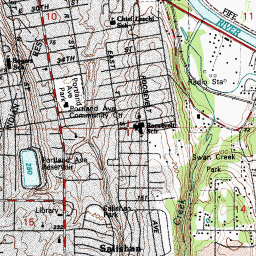 Topographic Map of Roosevelt Elementary School, WA