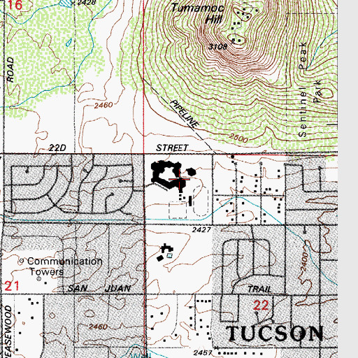 Topographic Map of Cholla High Magnet School, AZ