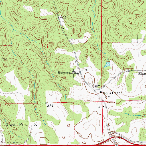 Topographic Map of Ramsey Church, AL