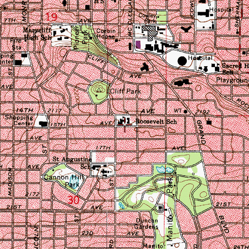 Topographic Map of Roosevelt Elementary School, WA