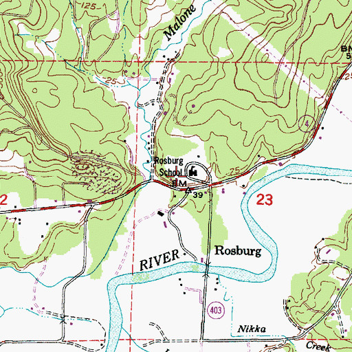 Topographic Map of Grays River Valley Middle School, WA