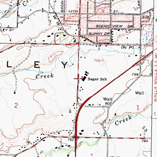 Topographic Map of John Sager Middle School, WA