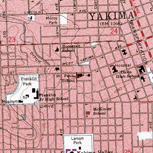 Topographic Map of Saint Paul Cathedral School, WA