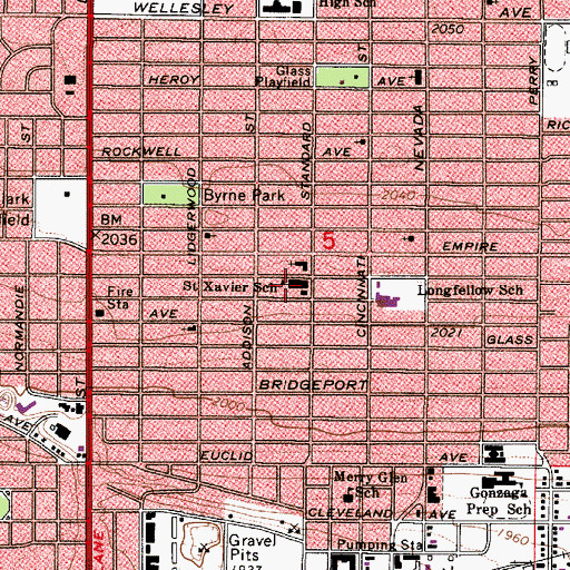Topographic Map of Saint Francis Xavier/Assisi School, WA