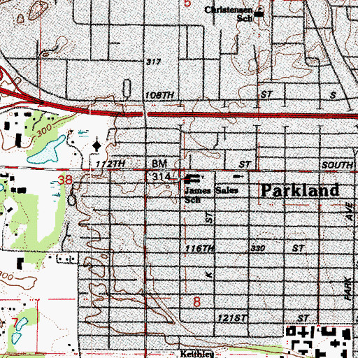 Topographic Map of James Sales Elementary School, WA