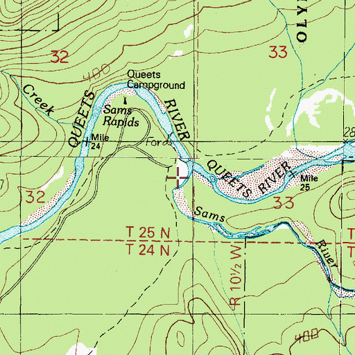 Topographic Map of Sams River, WA