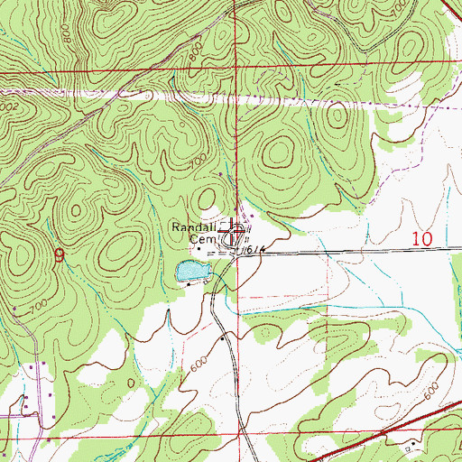 Topographic Map of Randall Cemetery, AL