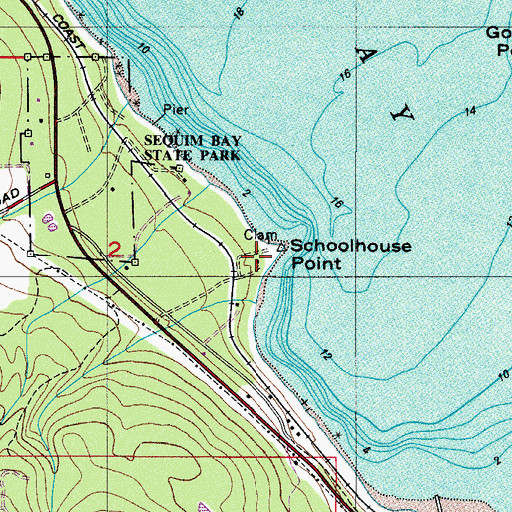 Topographic Map of Schoolhouse Point, WA