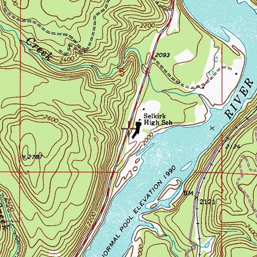 Topographic Map of Selkirk Junior Senior High School, WA