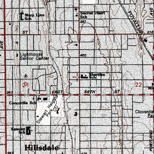 Topographic Map of Sheridan Elementary School, WA