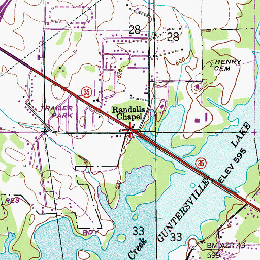 Topographic Map of Randalls Chapel United Methodist Church, AL