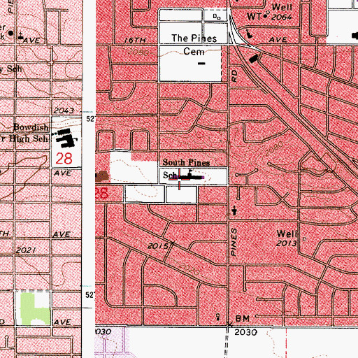 Topographic Map of South Pines Elementary School, WA